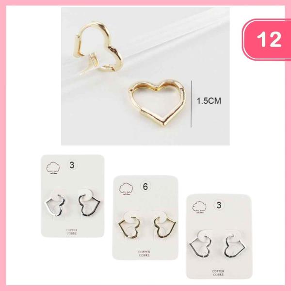HEART HUGGIE HOOP EARRINGS (12 UNITS)