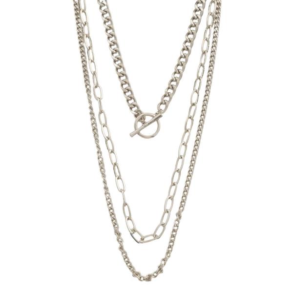 SDJ MULTI CHAIN TOGGLE 3 LAYERED NECKLACE