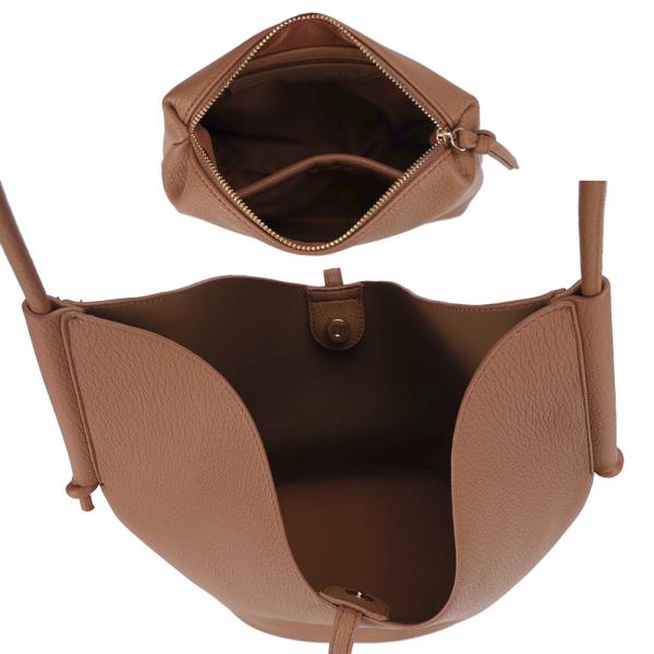 2IN1 TEXTURED SHOULDER HOBO W ZIPPER POUCH SET