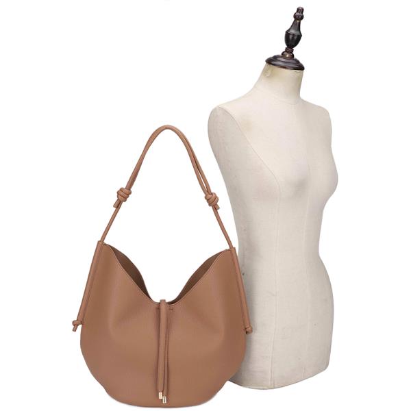2IN1 TEXTURED SHOULDER HOBO W ZIPPER POUCH SET