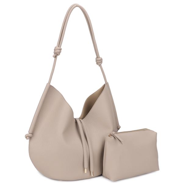 2IN1 TEXTURED SHOULDER HOBO W ZIPPER POUCH SET