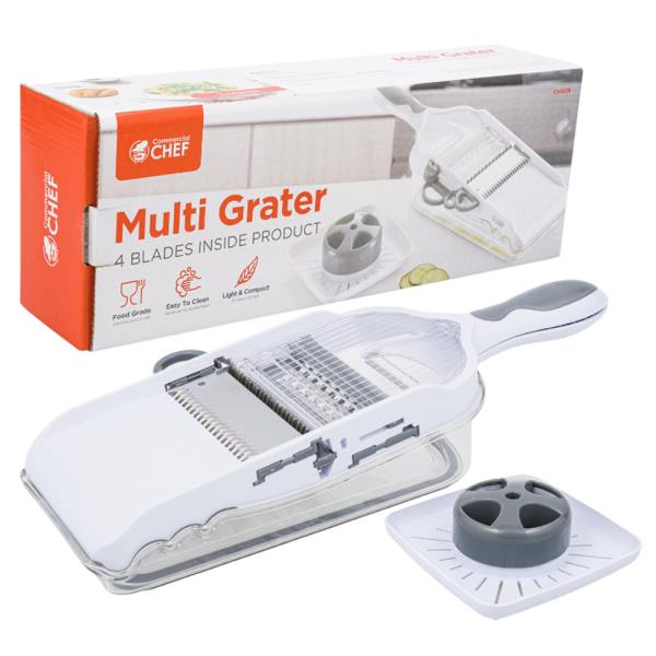 COMMERCIAL CHEF MULTIPURPOSE GRATER WITH HANDLE AND 4 BLADES SET