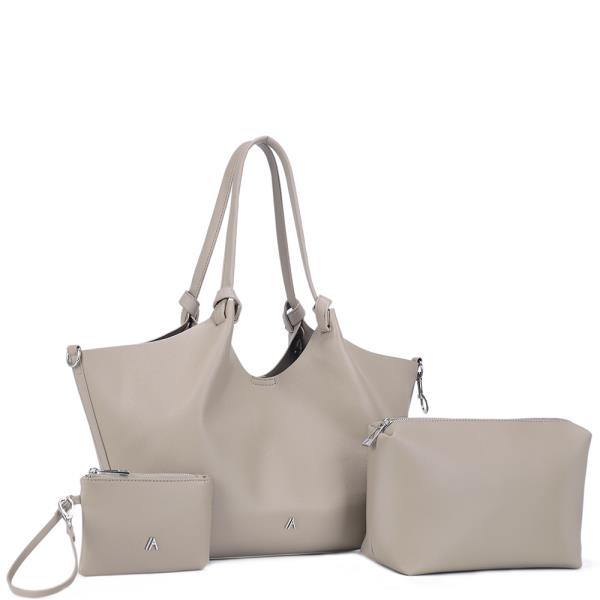 3IN1 FASHION TOTE BAG W POUCH AND WRISTLET WALLET SET