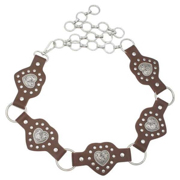 HEART CONCHO PIN STUD LINK DISC BELT