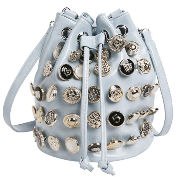 TRENDY STUDDED DRAWSTRING BUCKET CROSSBODY BAG