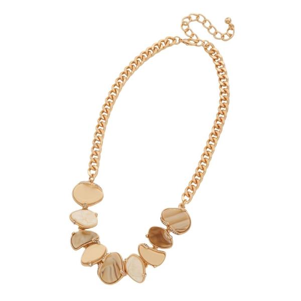 METAL STONE LINK STATEMENT NECKLACE EARRING SET