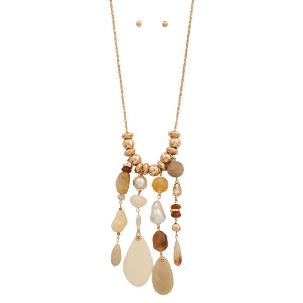 PEARL RHINESTONE SHELL PENDANT NECKLACE EARRING SET