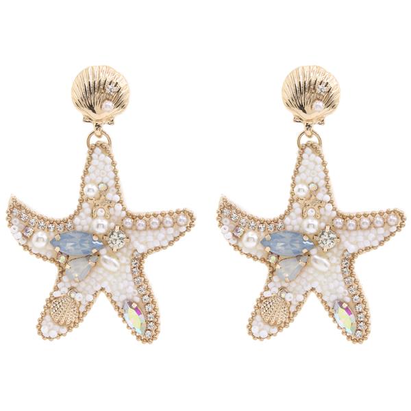 STARFISH STUDDED BEADED SHELL EARRING