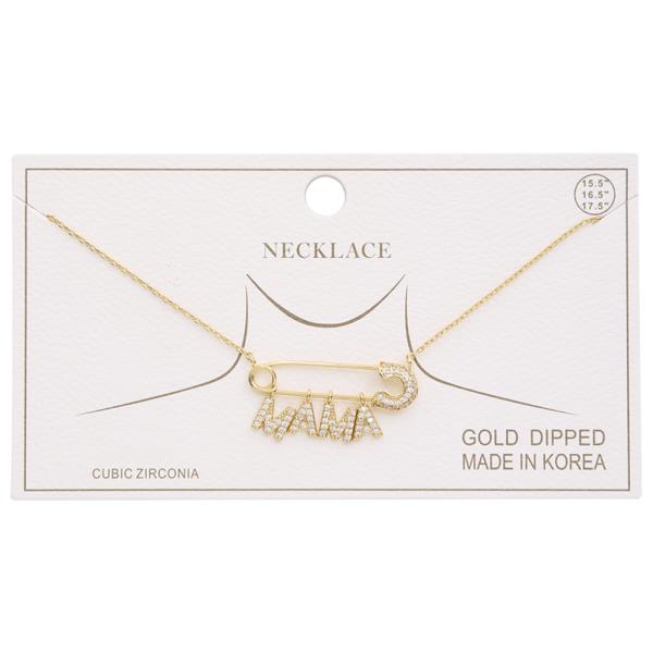 MAMA PAPER CLIP CHARM GOLD DIPPED NECKLACE