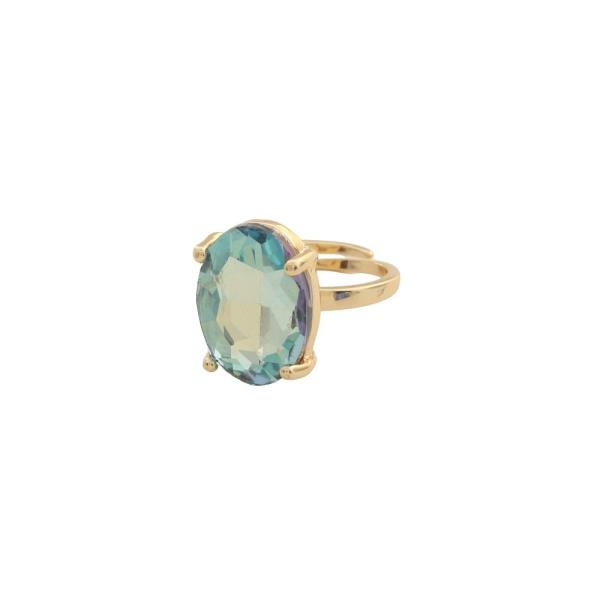 FACETED OVAL STONE RING
