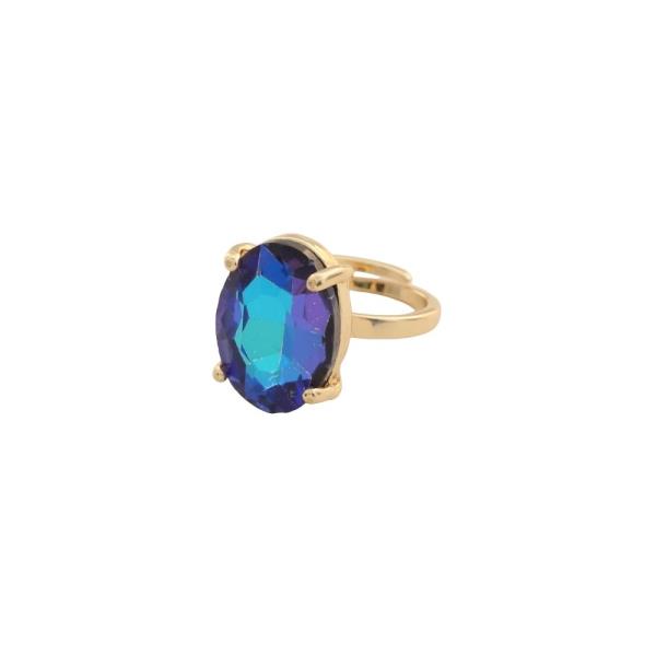 FACETED OVAL STONE RING