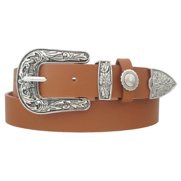 PEBBLED PU WESTERN DOUBLE LOOP BELT