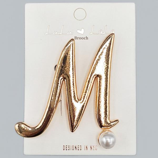 METAL INITIAL LETTER A BROOCH PIN