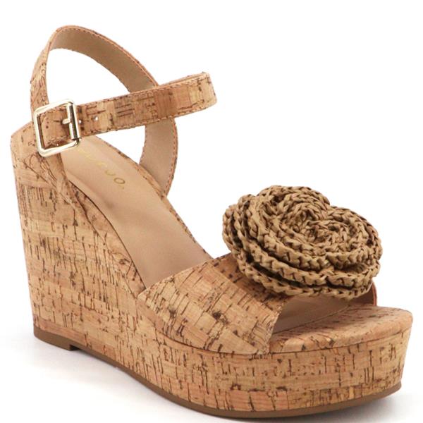 WOVEN FLOWER ANKLE STRAP WEDGE 12 PAIRS