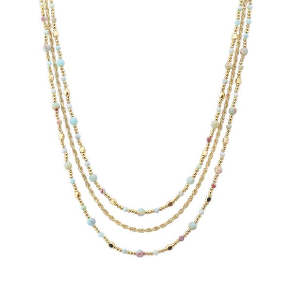 MULTI STRAND BEAD LAYERED NECKLACE