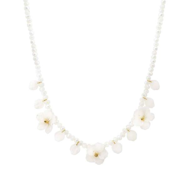 PEARL FLOWER CHARM NECKLACE