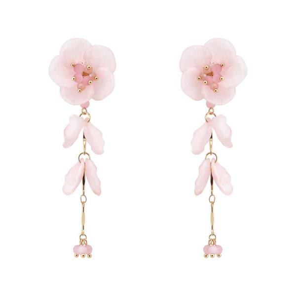 SHEER FLOWER DROP DANGLE EARRING