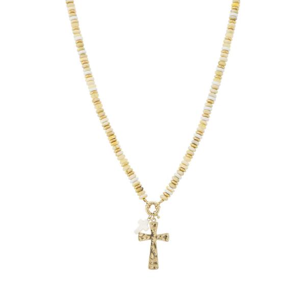 BEAD CROSS PENDANT NECKLACE