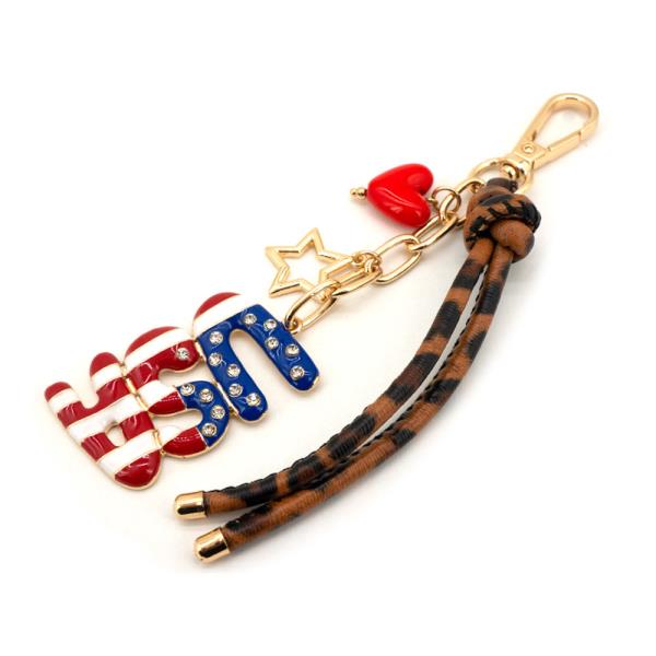 HEART USA PAT BAG CHARM KEYCHAIN
