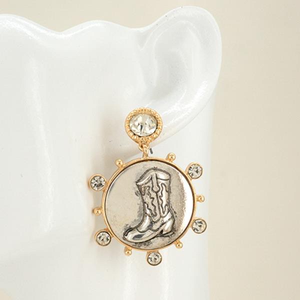 COWBOY BOOTS HAMMERED TT CR POST EARRING