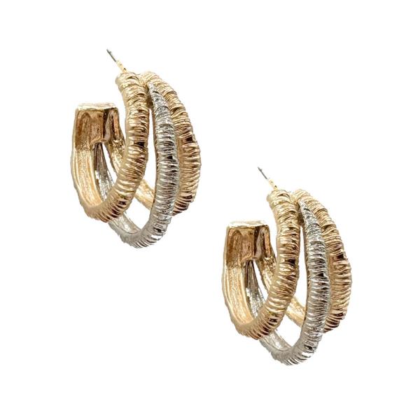 TWO TONE HOOP EARRING