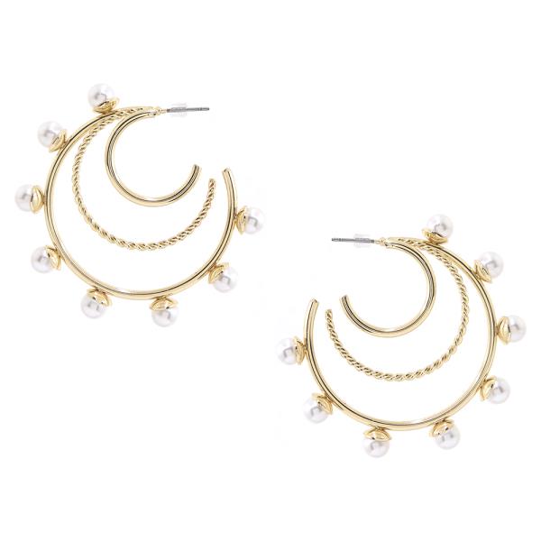 PEARL OPEN LAYER HOOP EARRING