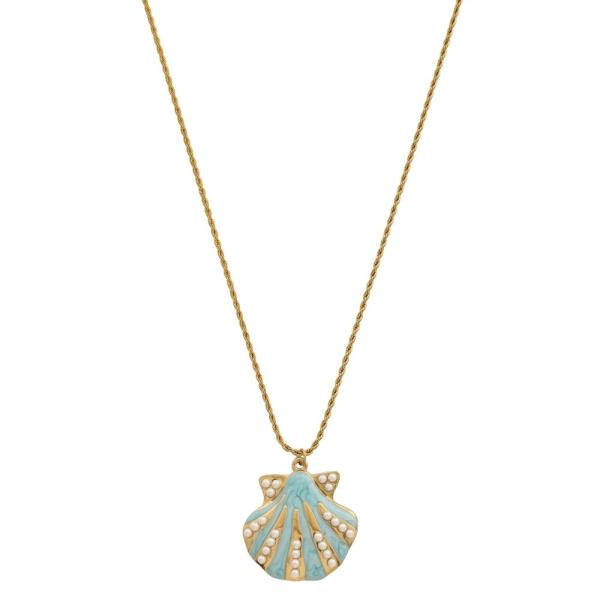 SHELL PEARL PENDANT NECKLACE