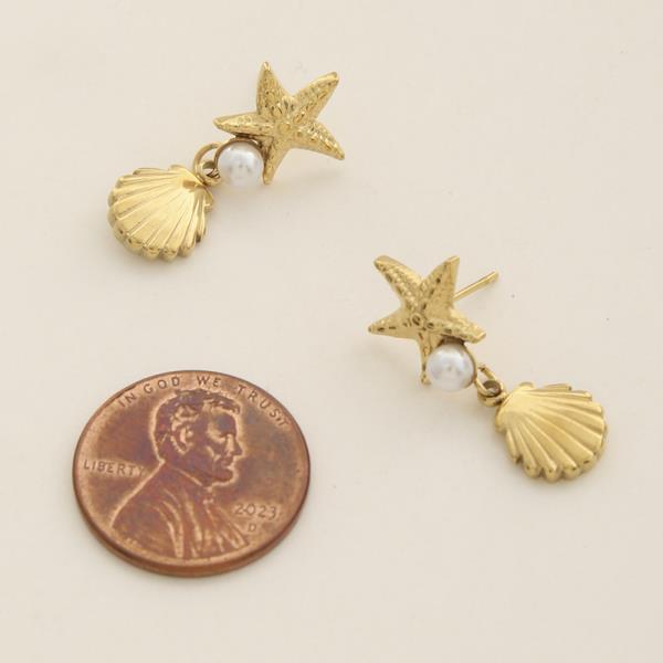 SEA STAR SHELL PEARL GOLD DIPPED EARRING