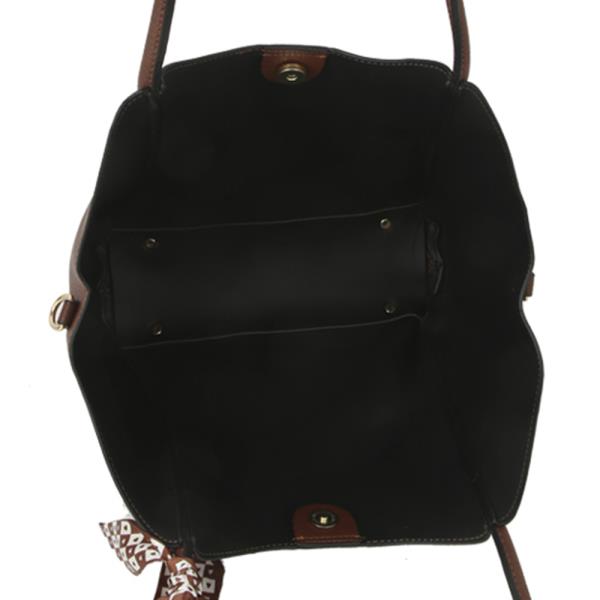 2IN1 PLAIN HANDLE SCARF TOTE BAG W POUCH SET