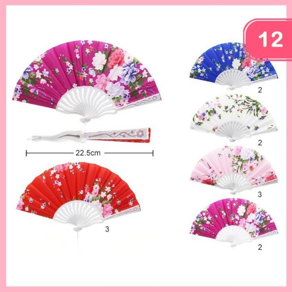 FLOWER PATTERN HAND FAN (12 UNITS)