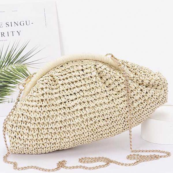 STRAW BRAIDED CLUTCH CROSSBODY BAG