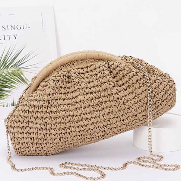 STRAW BRAIDED CLUTCH CROSSBODY BAG