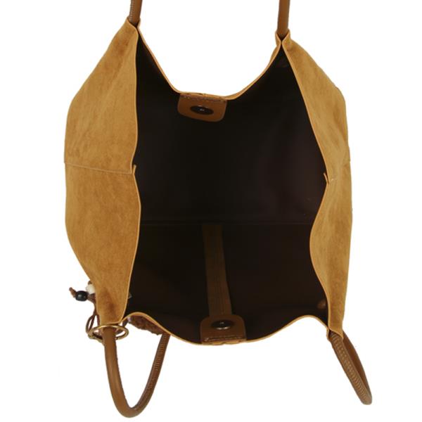 2IN1 PLAIN TOTE W BAG CHARM AND POUCH