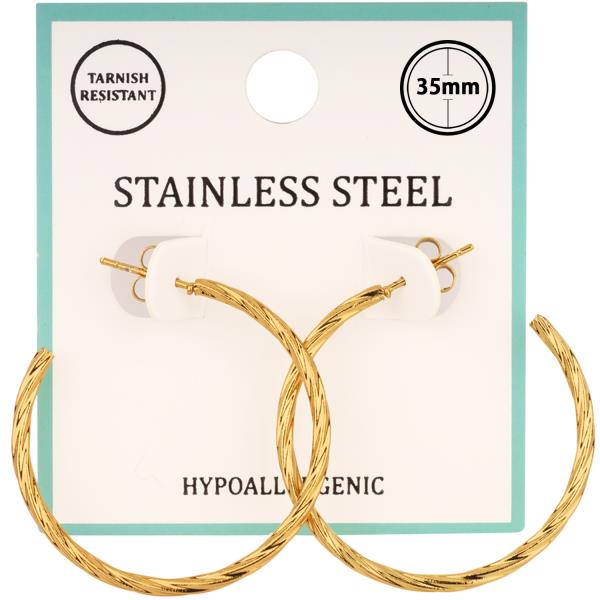 METAL STAINLESS TWISTED HOOP PINCATCH EARRING