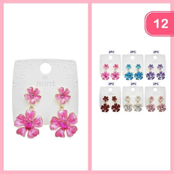 FLOWER DANGLE EARRINGS (12 UNITS)