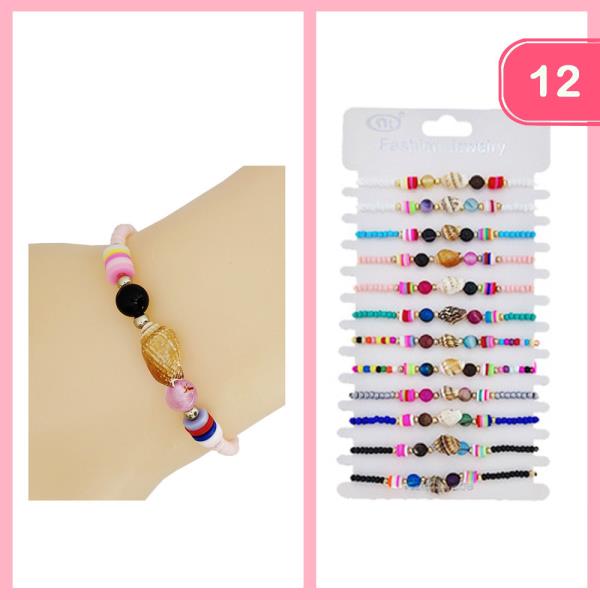 SHELL PENDANT BEADED BRACELET (12 UNITS)