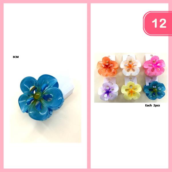 FLOWER HAIR CLAW CLIP (12 UNITS)