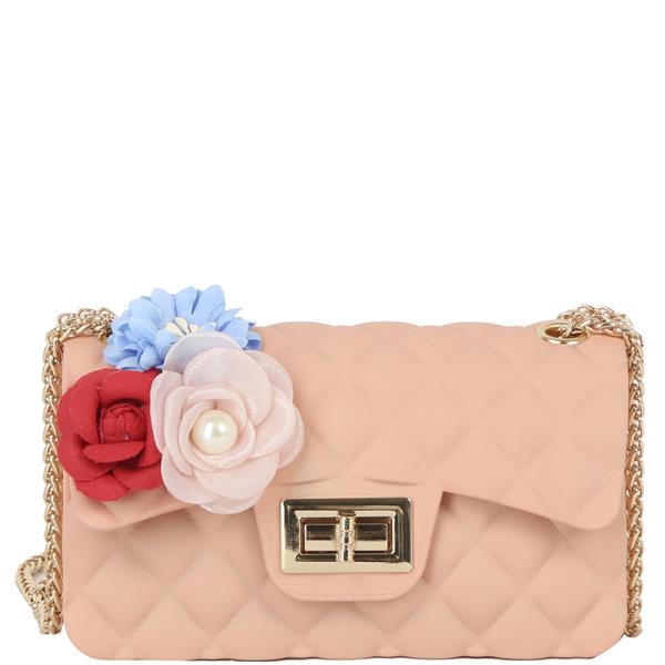 QUILTED FLOWER DESIGN CROSSBODY BAG