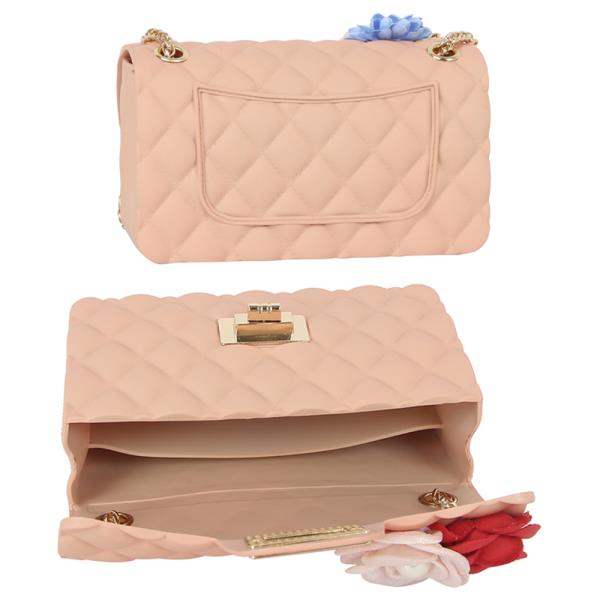 QUILTED FLOWER DESIGN CROSSBODY BAG