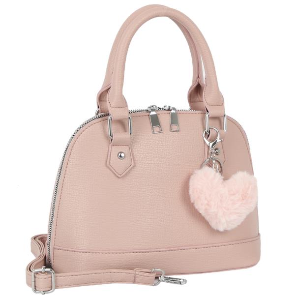 TRENDY PLAIN HANDLE SATCHEL W BAG CHARM
