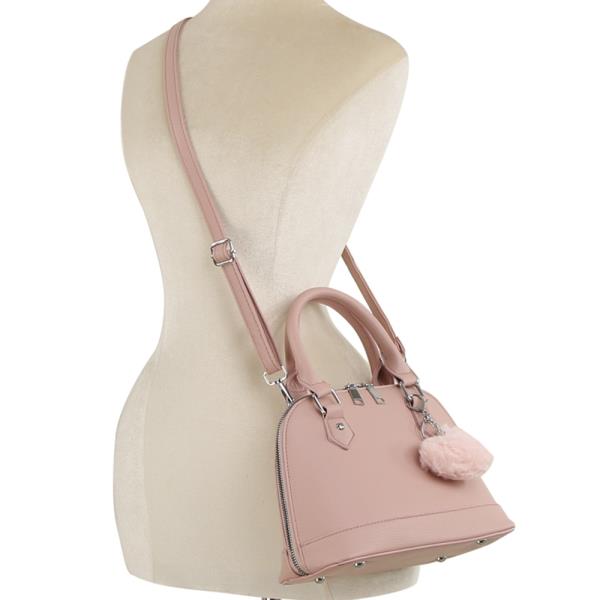TRENDY PLAIN HANDLE SATCHEL W BAG CHARM