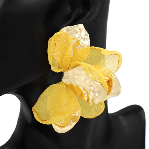 METAL ORGANZA FLOWER STATEMENT EARRING