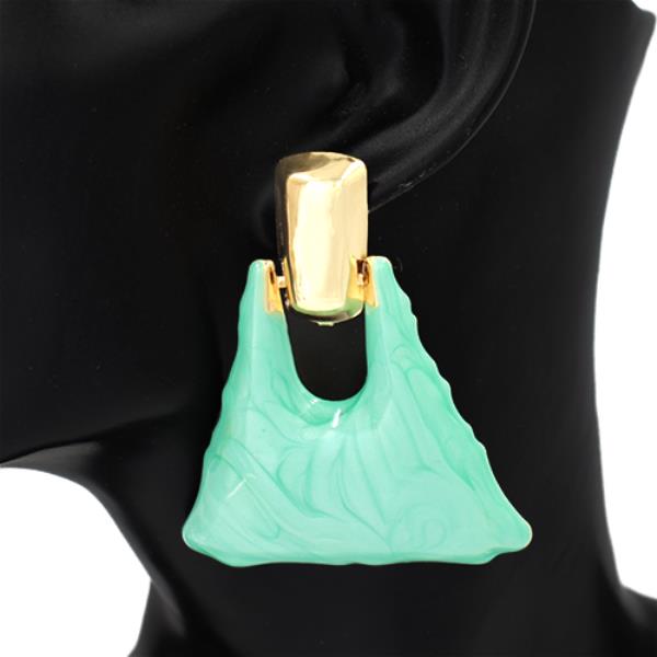 METAL RESIN FLOWER STATEMENT EARRING