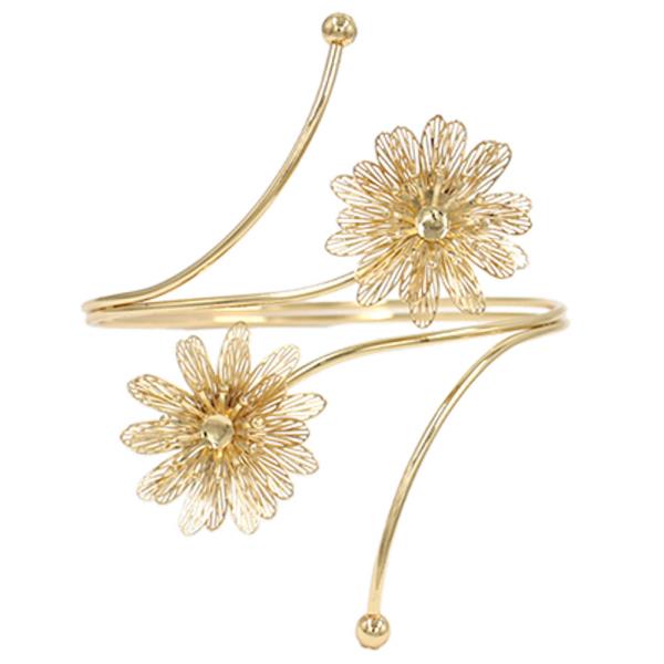 METAL SWIRL FLOWER BANGLE BRACELET