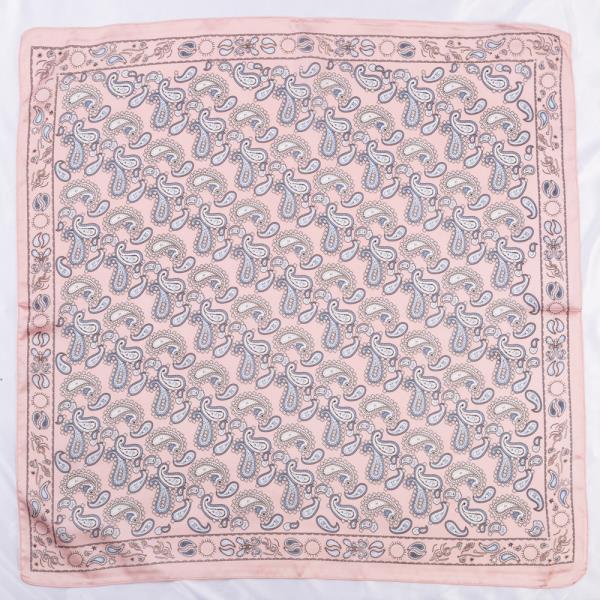 PAISLEY PRINT SILKY BANDANA SQUARE NECK SCARF