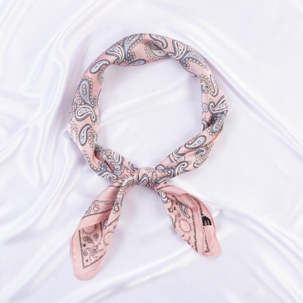 PAISLEY PRINT SILKY BANDANA SQUARE NECK SCARF