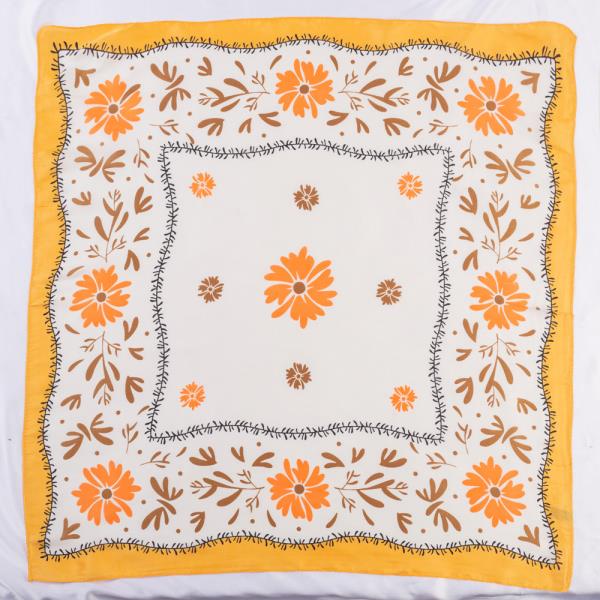 FLOWER SILKY BANDANA SQUARE NECK SCARF