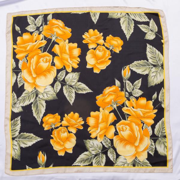 FLOWER SILKY BANDANA SQUARE NECK SCARF
