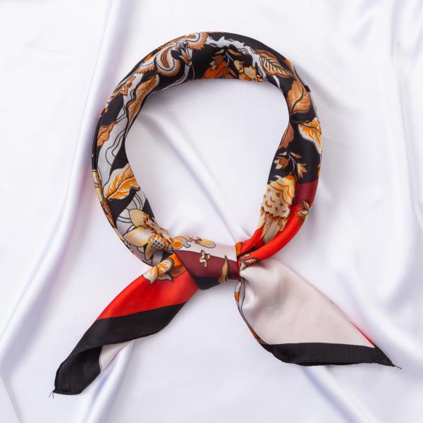 FLOWER SILKY BANDANA SQUARE NECK SCARF