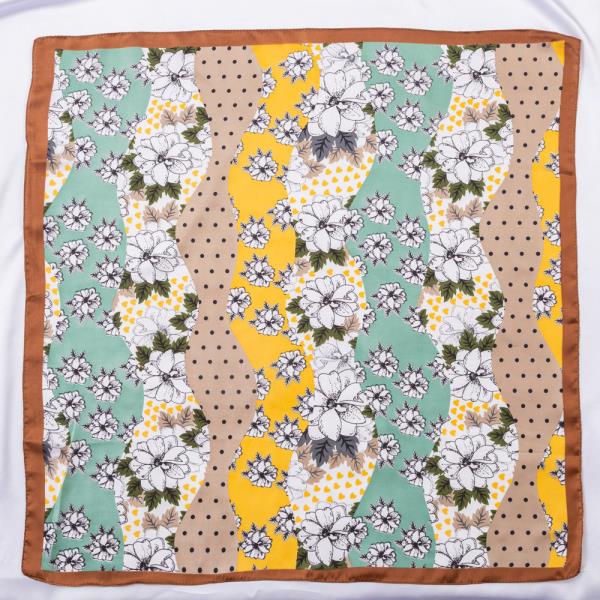 FLOWER DOT SILKY BANDANA SQUARE NECK SCARF